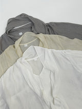 Wrinkle V-Neck Tie Blouse