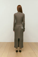GARMENT KNIT LONG SKIRT [KHAKI]