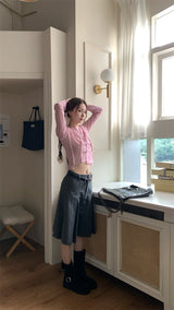 Back see-through lace long-sleeved T-shirt