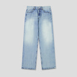 Pale wash wide denim pants