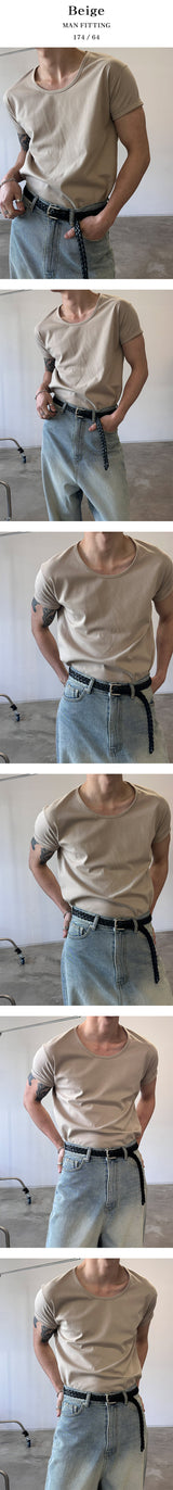 [MUSCLE FIT] U neck muscle half-shirts(8color)