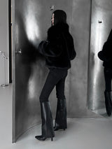 black buckle fur jacket