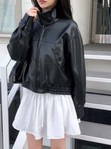 #CL ダブルボタンカラークロップレザーブルゾン (2color)