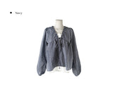 Anna Stripe Lace Frill Layered Blouse