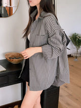 #CT Stripe Overfit Long Sleeve Shirt (3color)