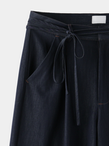 belted denim wide slacks