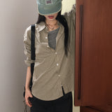 [UNISEX] Sket Autumn Checked Oversized Fit Long Sleeve Shirt