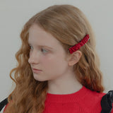 SQUARE SHIRRING HAIR PIN (BURGUNDY)