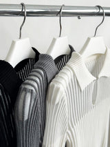 Collar See-Through Stripe Long Sleeve T-Shirt