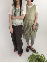 Floral ribbon sleeveless top (2color)