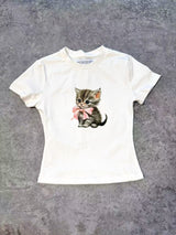 EatmePlz CatbabyT サマーコットンカジュアルTシャツ