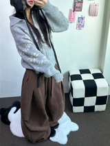 PARACHUTE TWO PINTUCK BALLOON LONG WIDE PANTS 🖤🩶💜🤎🩷5COLOR