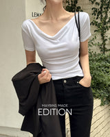 [MADE] Ellora drape shirring T‑shirt