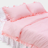 Dust-Free Gingham Check Frill Duvet Cover - K size