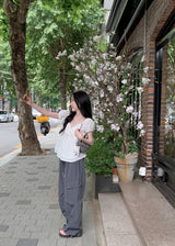 #PR Chiffon シャーリング半袖ブラウス (3color)