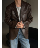 [F/W] Crack overfit leather blazer(2color)