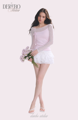 Baby Pink Floral Layered Long Sleeve T-Shirt