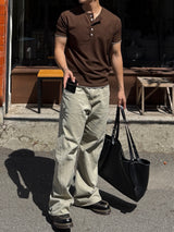 ミールステッチヘンリーネック半袖Tシャツ