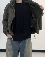 [Lined Fur] Weave Corduroy Hood Jacket