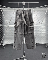 6X Zipper Detail Cargo Denim Pants (Light grey)