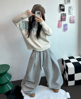 PARACHUTE TWO PINTUCK BALLOON LONG WIDE PANTS 🖤🩶💜🤎🩷5COLOR
