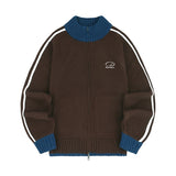 Sporty-Track-Semi-Crop-Knit-Zip-Up - 7COLOR