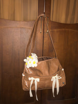 Ribbon duffel bag_caramel brown