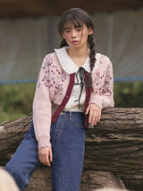 Waist Banding Floral Cardigan (Pink)