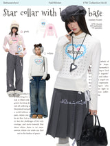 BETWEENAND "Winter Whispers" Star Small High Collar Brushed Warm and Soft Long Sleeve Inner Undercover Shirt Winter