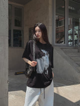 ピーポープリンティドコットン半袖Tシャツ