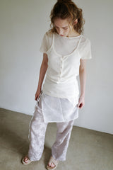 Linen rayon jacquard pants, Grey