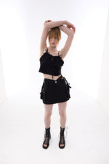  UNBALANCE CAGO SKIRT PANTS / BLACK