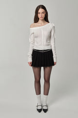 Rosy cake cable knit, White