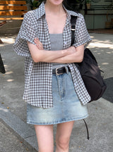 #Rico Check Roll Up Short Sleeve Shirt (3color)