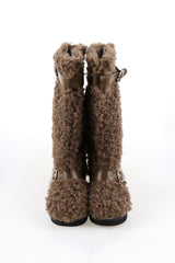 Teddy Fur Buckle Long Boots