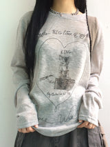 Vintage Cat Lettering T-Shirt