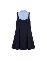 Estelle Ribbon Tie Pleats Mini Dress Sky Navy