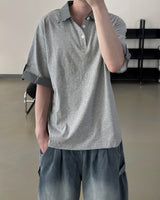 Levin Roll-Up Collar Henley Short Sleeve