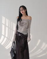 rose lace off-shoulder T-shirt