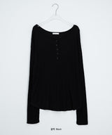 Nuaf Loose-Fit Summer Henley Neck Button Long Sleeve Tee