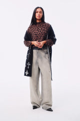 MOONLIGHT GRADIENT FLOCKED SPLICE WAISTBAND SMUDGED SPLASHED INK LOOSE STRAIGHT-LEG JEANS