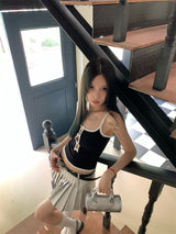 Center ribbon slit sleeveless top