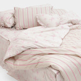 Starry Pink Stripe Duvet Cover - Q size