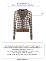 Brown V Checkered Long Sleeve Cardigan