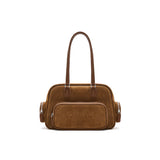 muva. Niche Multi‑Pocket Bowling Bag, Large‑Capacity Cowhide‑Velvet Zipper Shoulder Tote for School, New Arrival Sep 3