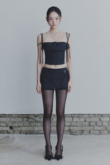 HEART BELTED MINI SKIRT charcoal