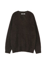 ソフトファーVネックニットトップ (BROWN)