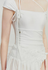 DEW COWL SWIMSUIT white