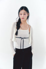 Knit Ribbon Shirring Top Set Ivory