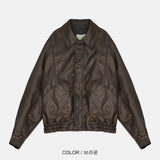 Dad Pigment Leather Jacket (2color)